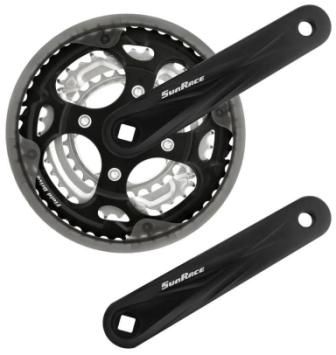 CHAINWHEEL SET  170mm x 48/38/28T, with Clear Guard, 7/8 Speed, Alloy  BLACK (Diamond Taper)