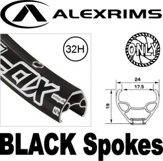 Wheel - NO BRAKE FITMENT - 26" Alex MD-19 D/w Eyeleted Rim All Black , Novatec Sealed Track FRONT Alloy Hub , Black spokes