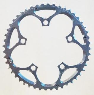 Chain Ring, 48T x 110 BCD for 9/10 speed, 7075 CNC Alloy, SILVER, w/ramps + pins