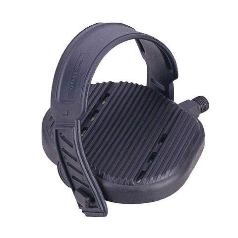 PEDALS  9/16" Exercise Bike, bottom weighted, 115.2 x 130.9 x 51 mm, Plastic platform, Steel axle, ball bearing, adjustable PU strap,  BLACK