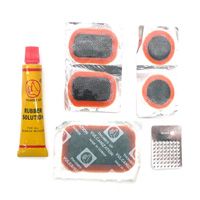 Repair kit on card, 5x ASSORTED patches(2x25mm, 2x35x25mm, 1x50x30mm)/solution/rasp