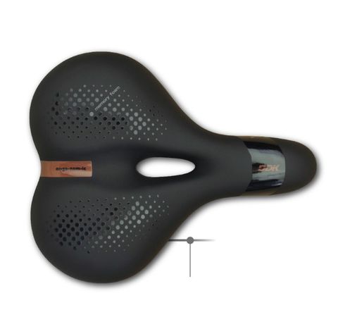 Saddle,  vinyl top, black pc  w/memory foam, w/DDK logo, steel black rail L:260 W:213mm,  Quality DDK product made in Taiwan