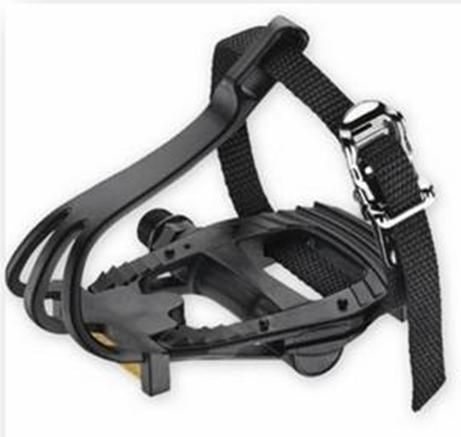 PEDALS,  BLACK, 9/16 axle,  P.P, inc Toe clip & straps