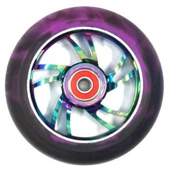 Scooter Wheel, Alloy, 100mm incl abec-9 bearing, METAL HEAT core, Sensational NEW DISPLAYpackaging !