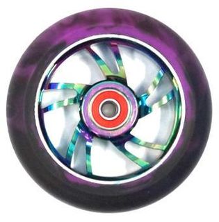 Scooter Wheel, Alloy, 100mm incl abec-9 bearing, METAL HEAT core, Sensational NEW DISPLAYpackaging !