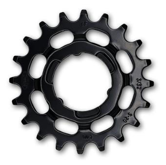 Sprocket R Shimano,    1/2 x 3/32" x 20T, cr-moly, black, for E-Bike.   Quality KMC product - Works with Coaster & Internal gear hubs
