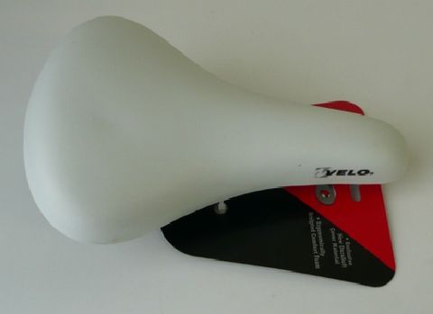 BMX Saddle WHITE 16-20 Vinyl  (220 x 145), Quality Velo manufactured product