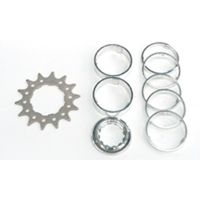 CONVERSION KIT - Single Speed, CR-MO Drive Ring, 14T Lock Ring & Alloy Spacers (7 Spacers + Lockring) 3/32
