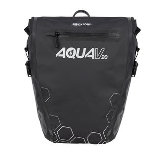 PANNIER BAG Aqua V 20L Single QR Pannier Bag Black, Waterproof roll top closure, Size: 42cm (H) x 32cm (upper) / 23cm (lower) (W) x 17cm (D) Oxford Product