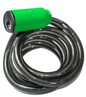 Lock with Green Highlights, Cable 12mm x 1850mm, key lock,  LUMA No1 lock brand in Spain (No Mounting Bracket)