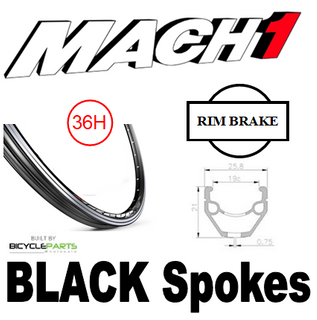 WHEEL - 26" Mach1 REVO 36H P/j Black Rim,  FRONT 3/8" Nutted (100mm OLD) Loose Ball Joytech Silver Hub,  Mach 1 BLACK Spokes