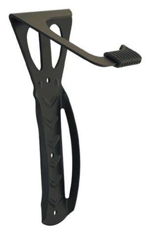 STORAGE HANGER - 1 Bike. Suitable for tyre width up to 55mm.Max rim with tyre depth:70mm.Wall fixings included. Black