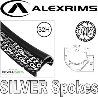 WHEEL  29er/700c  Alex MD23 Eyeletted Disc RIM, Disc Hub, Mach 1 Spokes, FRONT.  BLACK with SILVER Spokes