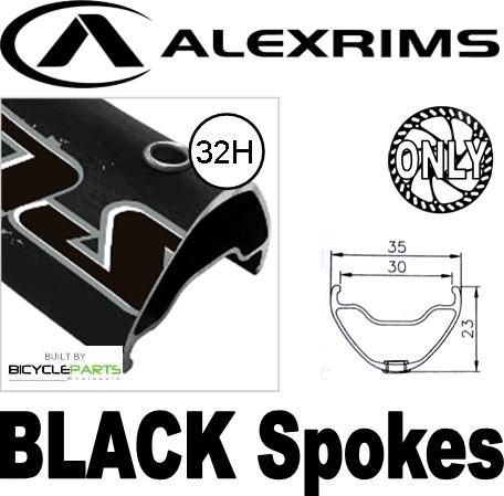 WHEEL - 29er Alex Supra 35 D/w 32H F/v Welded Join Eyeletted D/s Black Rim, FRONT DYNAMO Q/R (100mm OLD) 6 Bolt Disc Sealed SP Black Hub, Mach1 BLACK Spokes