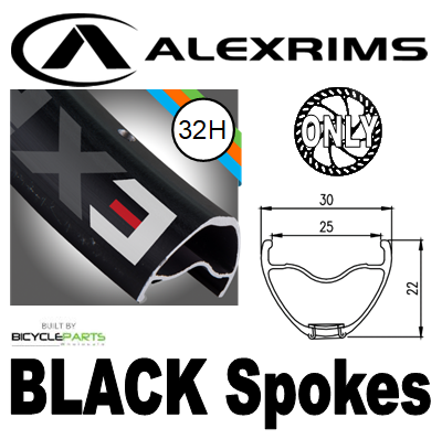 WHEEL - 29er Alex EXR25 32H S/j Black Rim,  FRONT Q/R (100mm OLD) 6 Bolt Disc Sealed Novatec Black Hub,  Mach 1 BLACK Spokes