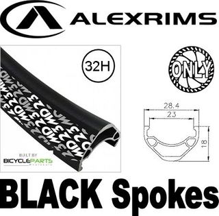 WHEEL - 29er Alex MD23 32H Black Rim,  FRONT 15mm T/A (100mm OLD) 6 Bolt Disc Sealed Bear Pawl Black Hub,  Mach 1 BLACK Spokes