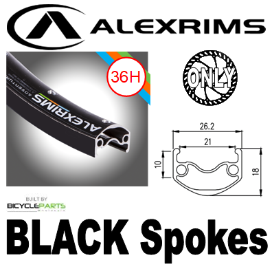 WHEEL - 26" Alex ADVENTURER 2 36H P/j Black Rim,  8/10 SPEED Q/R (135mm OLD) 6 Bolt Disc Sealed Novatec Black Hub,  Mach 1 BLACK Spokes