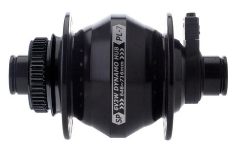 DYNAMO HUB  Shutter Precision, Model PL-7, 12mm Thru Axle, 100mm OLD, 28H, CENTERLOCK Disc, Black