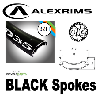 WHEEL - 29er Alex MD35 32H P/j Black Rim,  8/11 SPEED 12mm T/A (148mm OLD) Centerlock Disc Sealed KT BOOST Black Hub,  Mach 1 BLACK Spokes
