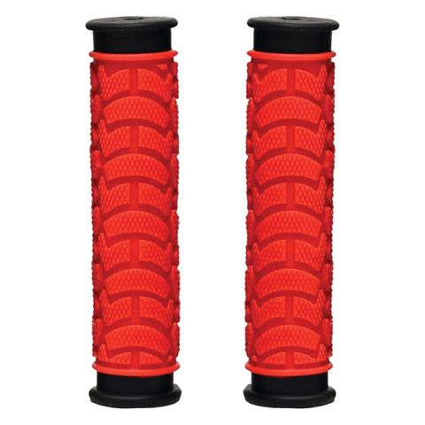 GRIPS - Dual Density MTB Grips, Clossed End. 130mm RED  - Oxford Product