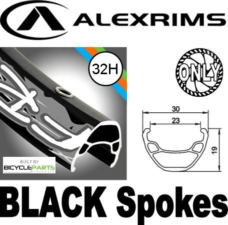 WHEEL - 29er Alex FR30 32H P/j Black Rim,  8/10 SPEED 12mm T/A (165mm OLD) 6 Bolt Disc Sealed TufNeck Black Hub,  Mach 1 BLACK Spokes