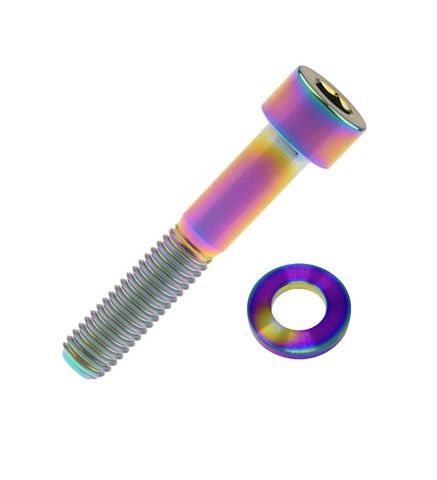 TITANIUM SEAT POST BOLT - M8 x 50mm, Rainbow, Gr 5 Bolt, w/washer, Standard Allen Key head (Sold Individually)