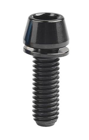 TITANIUM STEM BOLT - M6 x 25mm, Black, Gr 5 Bolt, w/washer, Tapered head (Sold Individually)