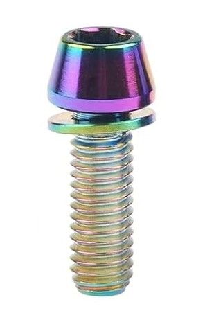 TITANIUM BOLT - M5 x 20mm, Rainbow, Gr 5 Bolt, w/washer, Tapered head (Sold Individually)
