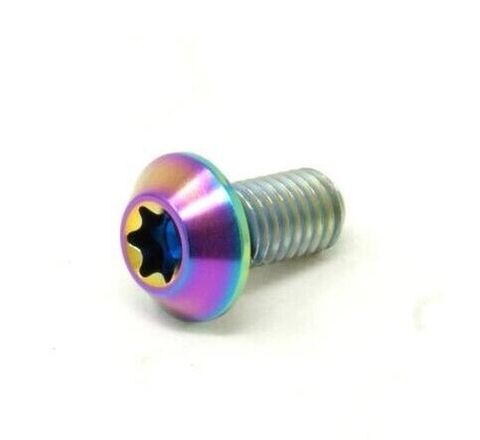 TITANIUM DISC BOLT - M5 x 12mm, T25 Torx, Rainbow, Gr 5 Bolt. (Sold Individually)