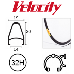 RIM 700c x 14mm - VELOCITY DEEP V - 32H - (622 x 14) - Presta Valve - Rim Brake - D/W - BLACK - MSW