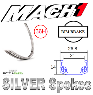 WHEEL - 24" Mach1 110 36H S/j Silver Rim,  SCREW-ON MULTI Nutted (135mm OLD) Loose Ball Joytech Steel Black Hub,  Mach 1 SILVER Spokes