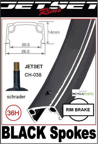 Wheel 24" JETSET S/w BLACK Rim , Joytech BLACK 8/10 Speed Q/r Cassette Hub , BLACK Mach 1 Spokes. (matches 94036)