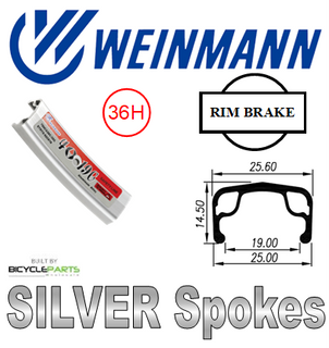 WHEEL - 700C Weinmann 4019C 36H P/j Silver Rim,  FRONT Q/R (100mm OLD) Loose Ball KK Rival Silver Hub,  Mach 1 SILVER Spokes