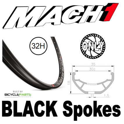 WHEEL - 27.5/650B Mach1 TRUCKY-30 32H P/j Black Rim,  8/11 SPEED 12mm T/A (148mm OLD) Centerlock Disc Sealed Novatec BOOST Black Hub,  Mach 1 BLACK Spokes