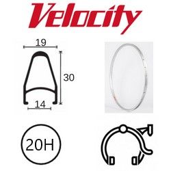 RIM 700c x 14mm - VELOCITY DEEP V - 20H - (622 x 14) - Presta Valve - Rim Brake - D/W - SILVER (Anodised) - MSW