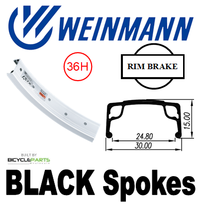 WHEEL - 20" Weinmann AS7X 36H P/j Silver Rim,  FRONT Q/R (100mm OLD) Loose Ball KK Rival Silver Hub, BLACK Spokes