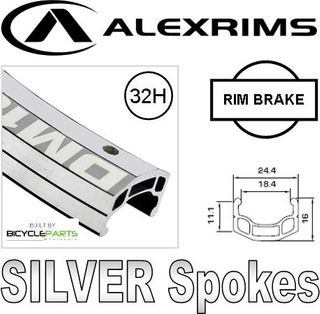 WHEEL  700c Alex DM-18 Silver D/w eyeleted Alloy Rim W/msw , Disc 8/10 Speed Silver Cassette , Mach 1 spokes . 32H