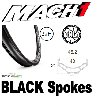 WHEEL - 27.5/650B Mach1 Trucky-40 32H P/j Black Rim,  8/10 SPEED Q/R (135mm OLD) 6 Bolt Disc Loose Ball Black Hub,  Mach 1 BLACK Spokes
