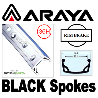 WHEEL - 18" Araya 7X S/w 36H M/e Silver Rim, 7 SPEED Q/R (130mm OLD) Loose Ball Joytech Silver Hub, Mach1 BLACK Spokes