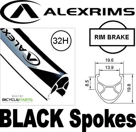 WHEEL - 700c Alex R-450 32H Black Rim,  FRONT Q/R (100mm OLD) Sealed Velocity Black Hub,  Mach 1 BLACK Spokes