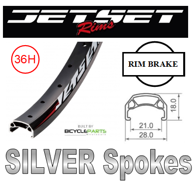 WHEEL - 20" Jetset CH-E213 36H P/j Matt Black Rim,  7 SPEED Q/R (130mm OLD) Loose Ball Joytech Silver Hub,  Mach 1 SILVER Spokes