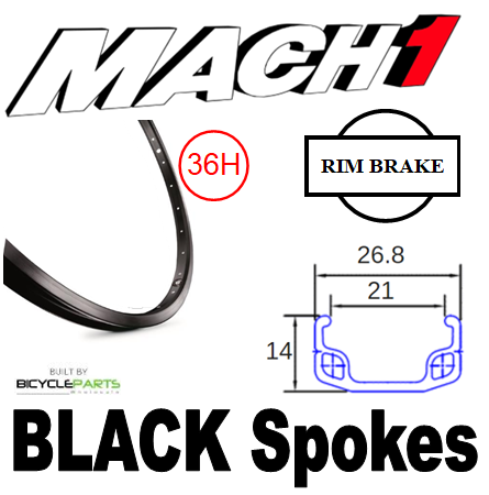 WHEEL - 26" Mach1 110 36H S/j Black Rim,  7 SPEED Q/R (130mm OLD) Loose Ball Joytech Silver Hub,  Mach 1 BLACK Spokes