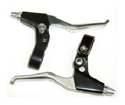 BRAKE LEVER - Alloy V-Brake Levers, With Lock Device, BLACK/SILVER (Sold In Pairs)