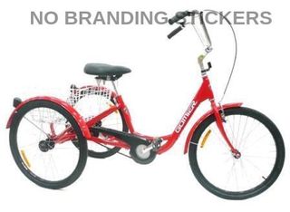No branding stickers - TRIKE  24" 3 Speed (Coaster) NEXUS, 2500 Series (Designed in Australia)  Bright RED