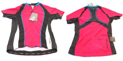 Jersey, WOMENS,  FUNKIER , Rieti /Pink short sleeve, w/ Blue Trim  full zip, XL