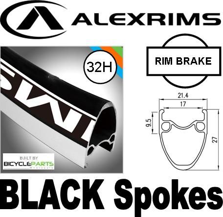 WHEEL - 700c Alex AT-510 32H Black Rim,  FRONT Q/R (100mm OLD) Sealed Velocity Black Hub,  Mach 1 BLACK Spokes