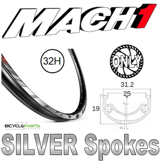 WHEEL - 27.5/650B Mach1 MAXX 32H P/j Black Rim,  8/11 SPEED Q/R (135mm OLD) 6 Bolt Disc Sealed Novatec Black Hub,  Mach 1 SILVER Spokes