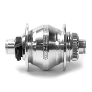 DYNAMO HUB  Shutter Precision, Model PL-7, 12mm Thru Axle, 100mm OLD, 32H, CENTERLOCK Disc, Silver