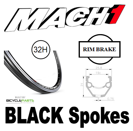 WHEEL - 26" Mach1 REVO 32H P/j Black Rim,  FRONT Q/R (100mm OLD) Loose Ball Joytech Silver Hub,  Mach 1 BLACK Spokes