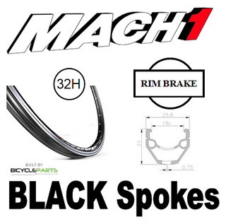 WHEEL - 26" Mach1 REVO 32H P/j Black Rim,  FRONT Q/R (100mm OLD) Loose Ball Joytech Silver Hub,  Mach 1 BLACK Spokes